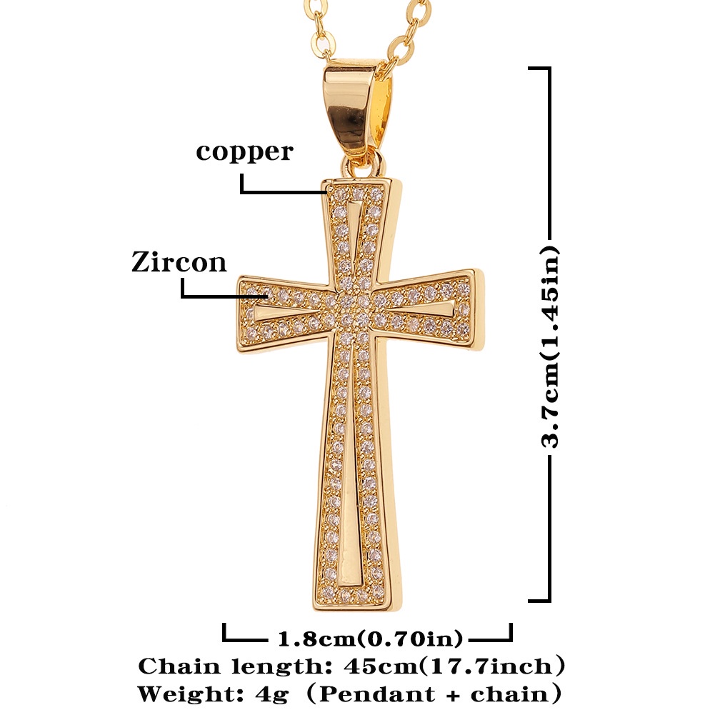 Baru sederhana wanita agama ornamen tembaga mikro bertatahkan zircon kata Dudukan liontin geometris