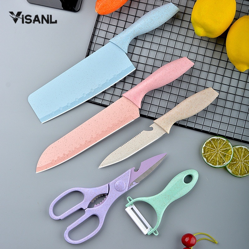 6in1 Peralatan Dapur Set Pisau Keramik Warna Warni kitchen Knife Set VS-1817