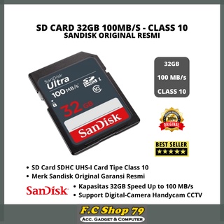 TERLARIS SD Card Kartu Memory SDHC UHS-I Card Kapasitas 32GB Tipe Class 10 Kecepatan Speed Upto 100 MB/s Support Untuk Handycam CCTV Kamera Camera Digital