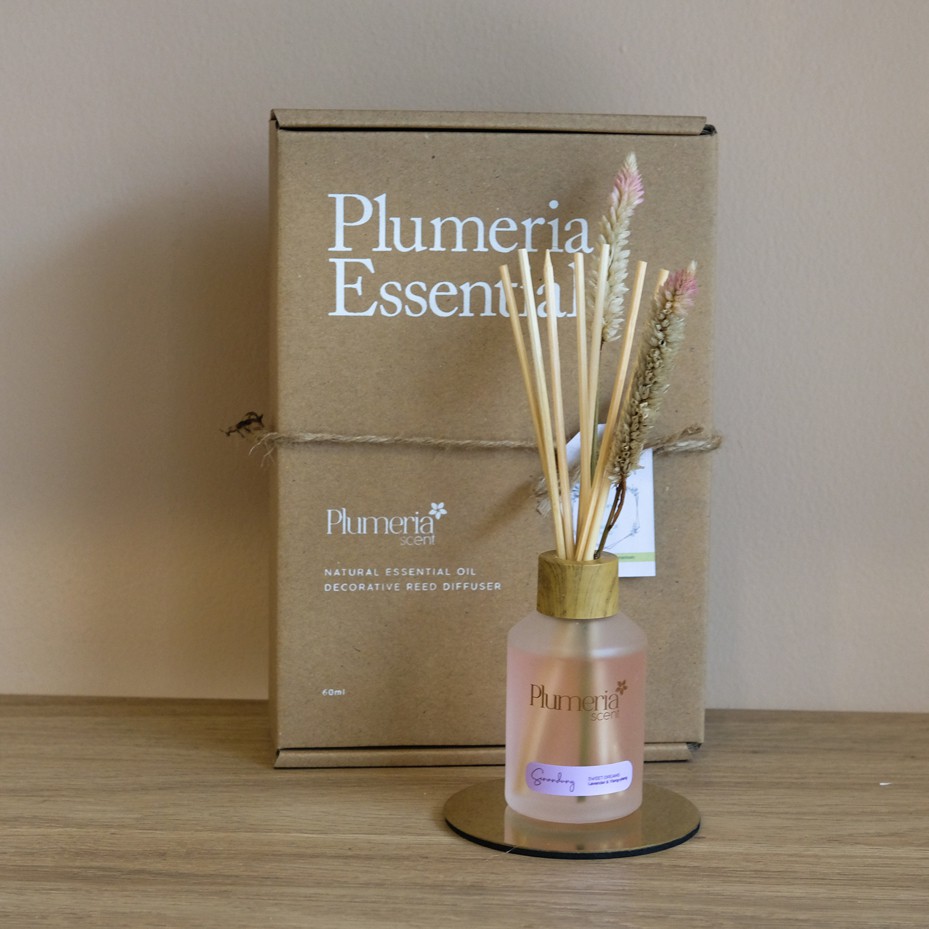 Reed Diffuser Plumeria Scent Essential Oil - Senandung Pengharum Ruangan-BASIC SET