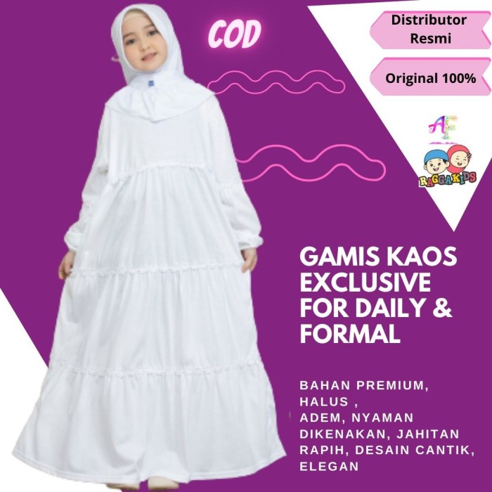 Gamis Anak Perempuan  gamis anak perempuan usia 2 12 tahun baju pakaian muslim anak putih 52 S Kids 