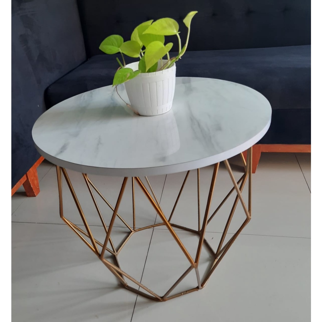 Meja Tamu Minimalis Ruang Tamu /Furniture meja tamu / meja teras / Coffee Table GRATIS ONGKIR-Bulat Marmer