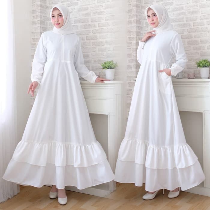 GAMIS TOYOBO POLOS / GAMIS PUTIH / BAJU DRESS PUTIH / MAXI WHITE SYARI