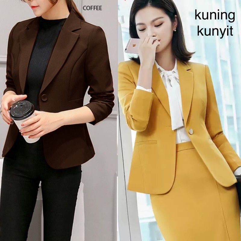 Blazer wanita kuning/jas kantor wanita/Jas/Blazer/jas korea