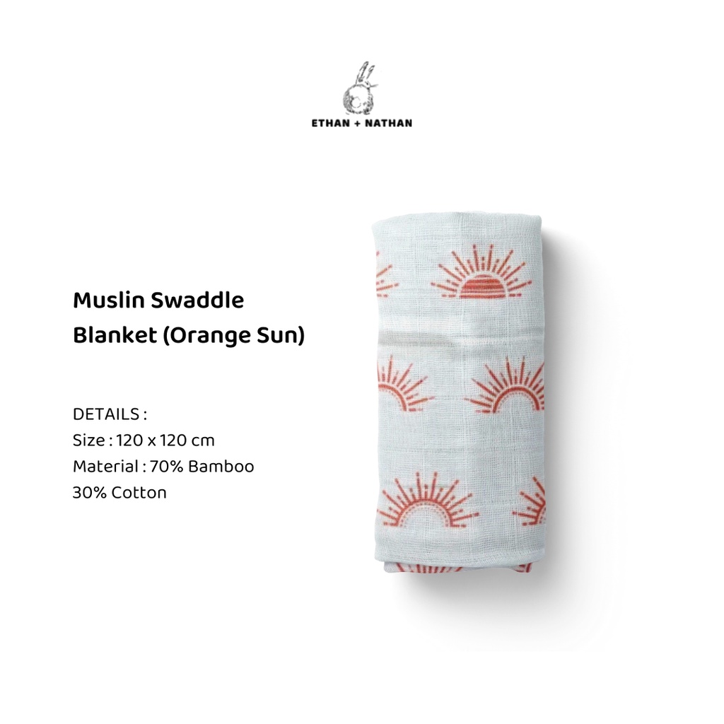 Ethan+Nathan Swaddle Blanket / Bedong Bayi Pattern - Orange Sun