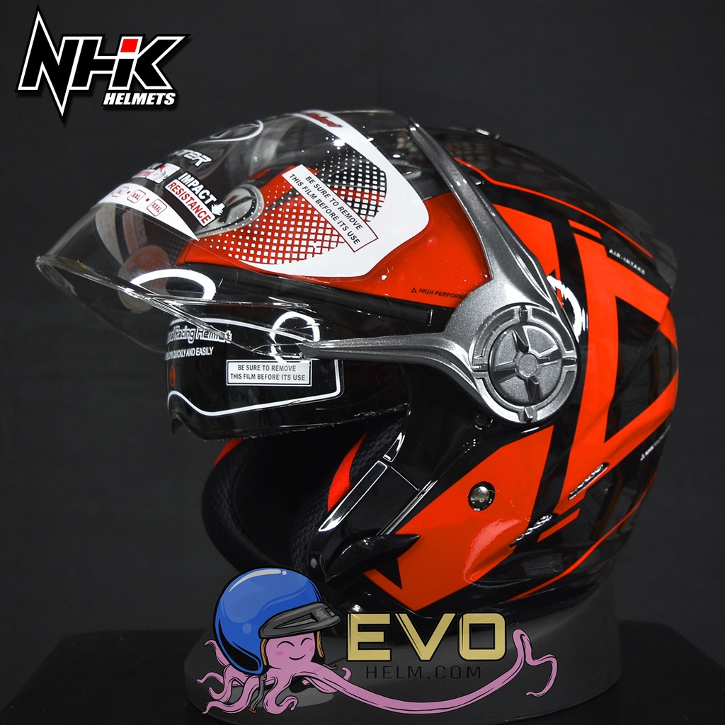 HELM NHK GLADIATOR ORIGINAL - HELM NHK HALF FACE GLADIATOR MOTIF GRANDE HAWK HELM NHK DOUBLE VISOR ( ONGKIR 2KG )