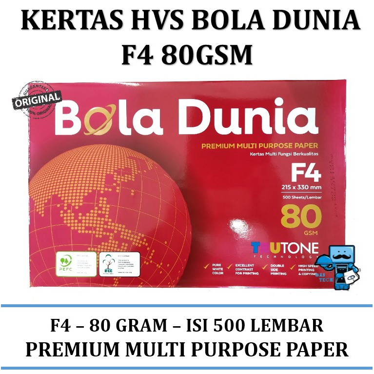 

Kertas HVS Bola Dunia Paper F4 80 Gram 500 Lembar