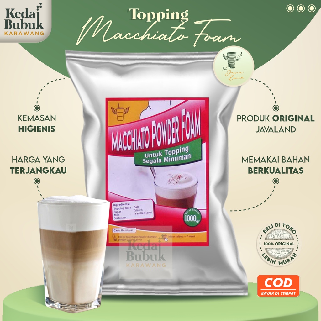 

Machiato Foam Powder 1Kg Toping Javaland Original Topping Macchiato Foam Bubuk Minuman Drink Powder Rasa