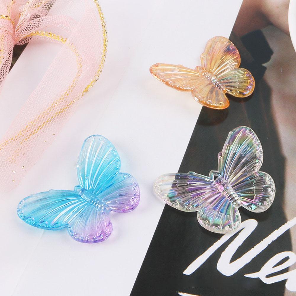 Agustina Kalung Temukan 31.5x41x4.5mm Bahan Perhiasan DIY Electroplate Acrylic Butterfly Liontin Kupu-Kupu