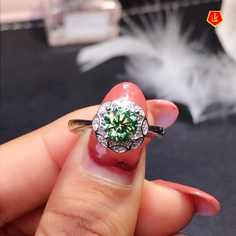 [Ready Stock]Classic Simple Green Moissanite Ring