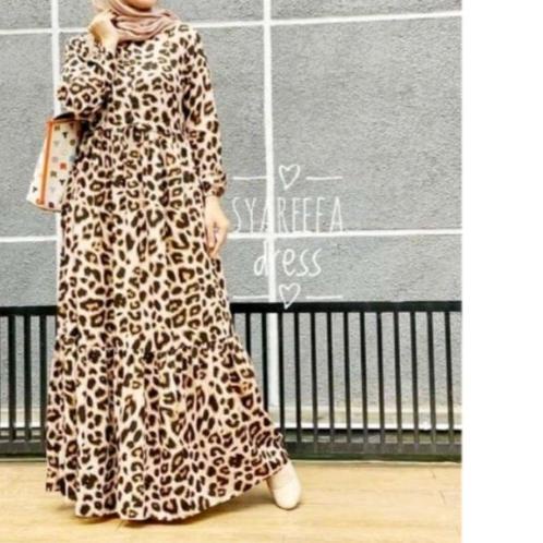 PROMOSI  11.11 Gamis leopard standar jumbo/ gamis motif macan tutul [KODE 522]