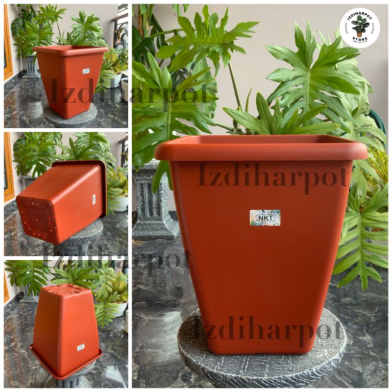 pot bunga tanaman kotak tinggi HOYA 40 MERAH BATA diameter 31cm - NKT HOYA