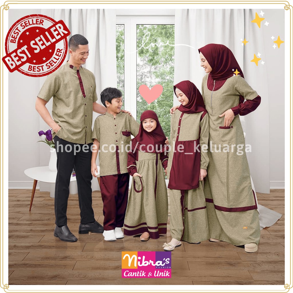 Baju Couple Gamis Sarimbit Keluarga Pasangan Muslim Nibras Bianca