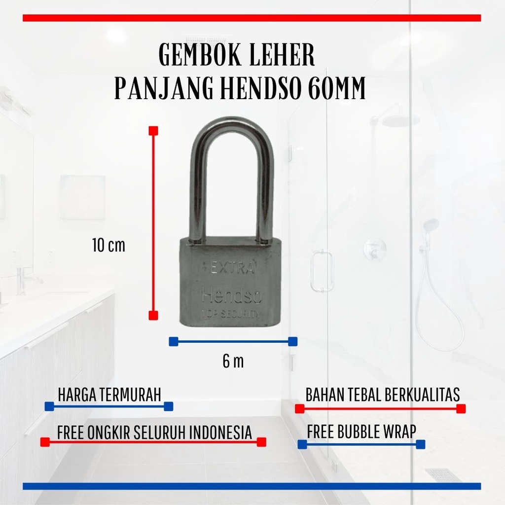 Gembok Putih Leher Panjang / Pendek 60mm Crome