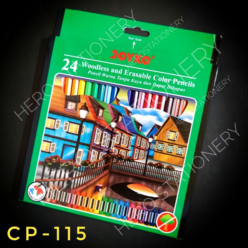 Pensil warna bisa dihapus erasable dengan penghapus joyko 24 warna CP-115-1