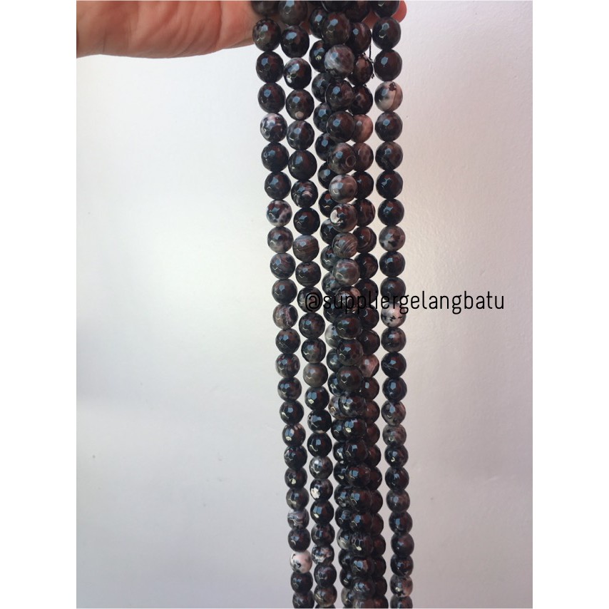 batu dalmantion agate FACETED BEADS 12mm cutting UKIR gelang kalung aksesoris fesyen unisex beading