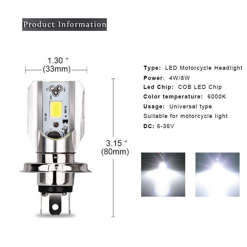 Lampu Motor H4 Headlight LED Hs1 6W 6500K 1 PCS