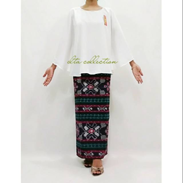 Setelan blus rok panjang tenun
