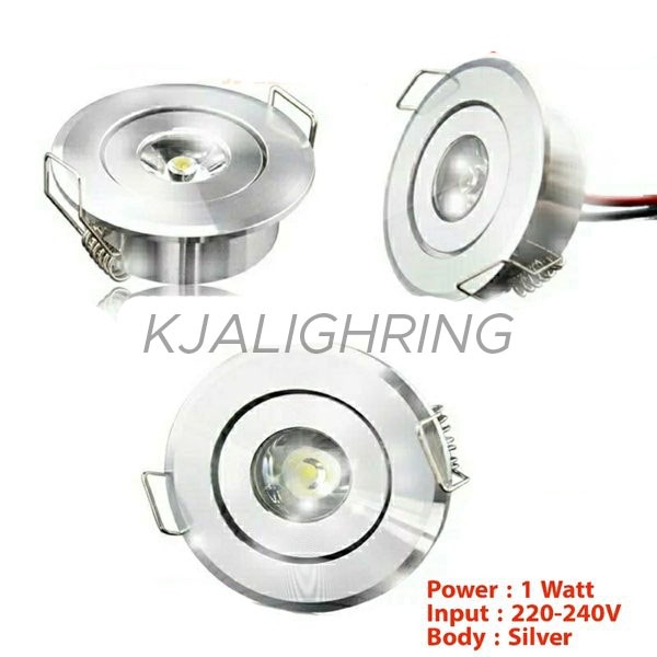 Lampu  Downlight LED Mini Bulat  1W 1Watt Cob Silver