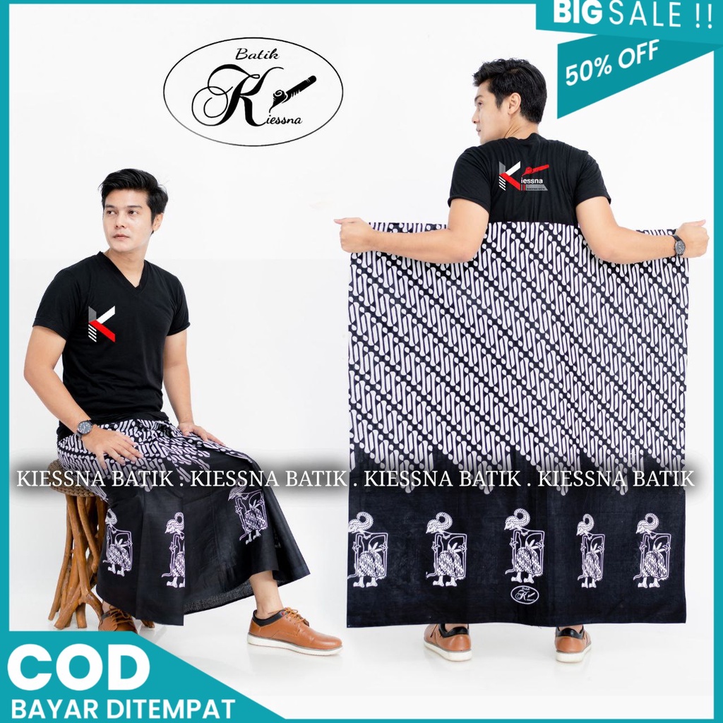 Sarung batik santri modern pria dewasa laki laki kekinian model terbaru 2022 motif wayang sedeku gun