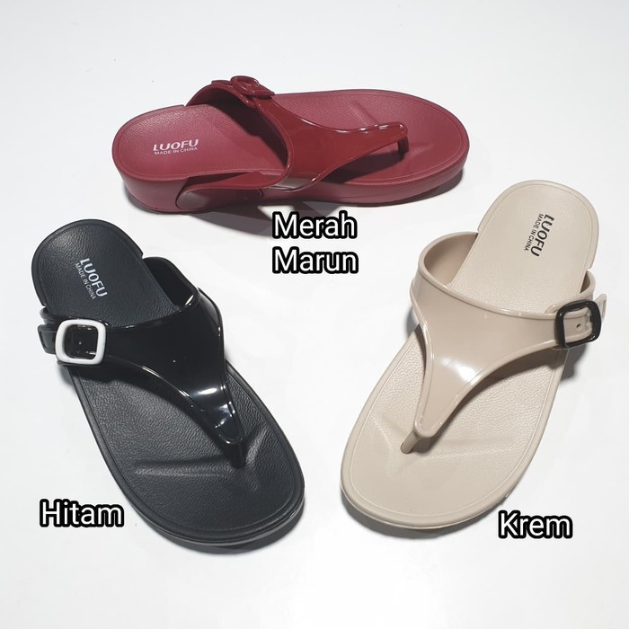 COXce jelly sandal wanita jepit luofu sendal japit gesper karet import e7154