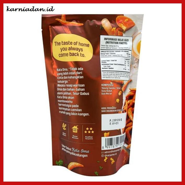 

MAKANAN-RINGAN- BUY 1 GET 1 FREE - KATA OMA TELUR GABUS VARIAN GULA AREN - 68GR -BERMACAM-MACAM.