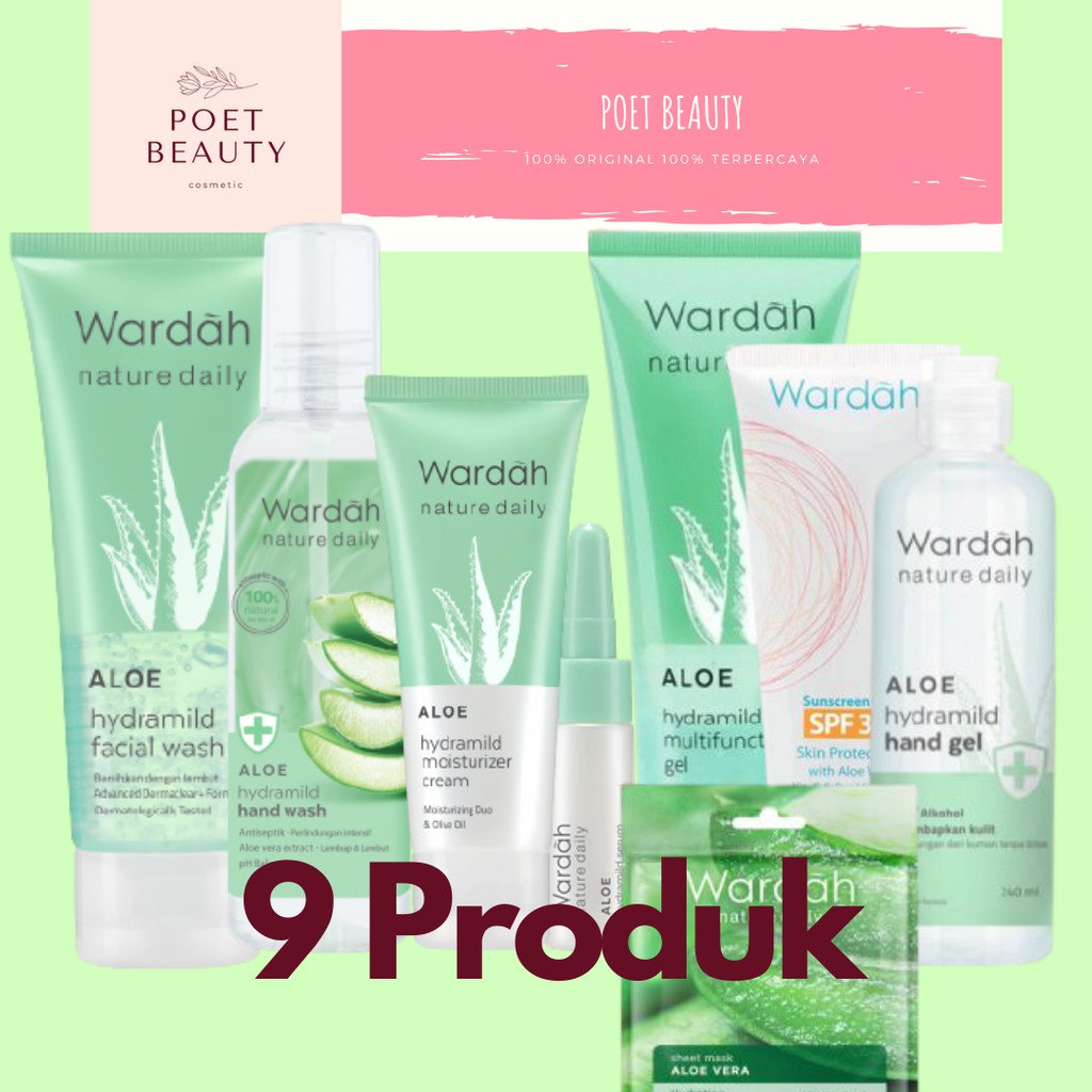 Wardah Nature Daily Aloe Hydramild Series Paket Lengkap 9 Produk