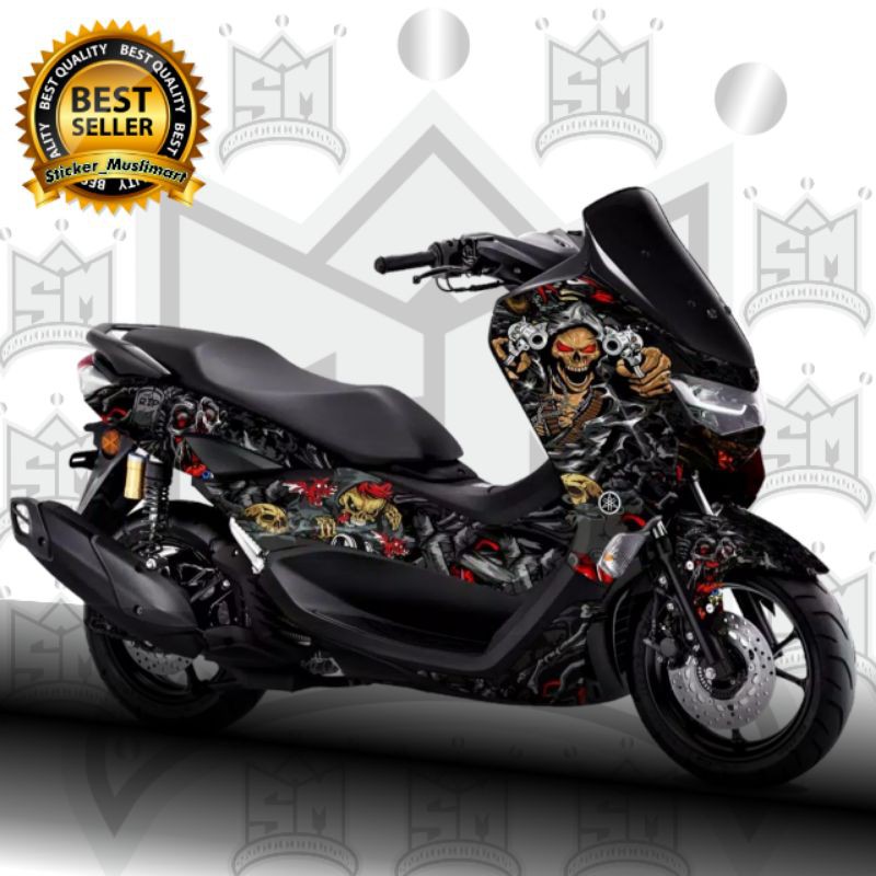 Decal Sticker New Nmax 2020 Skull Hitam Full Body variasi