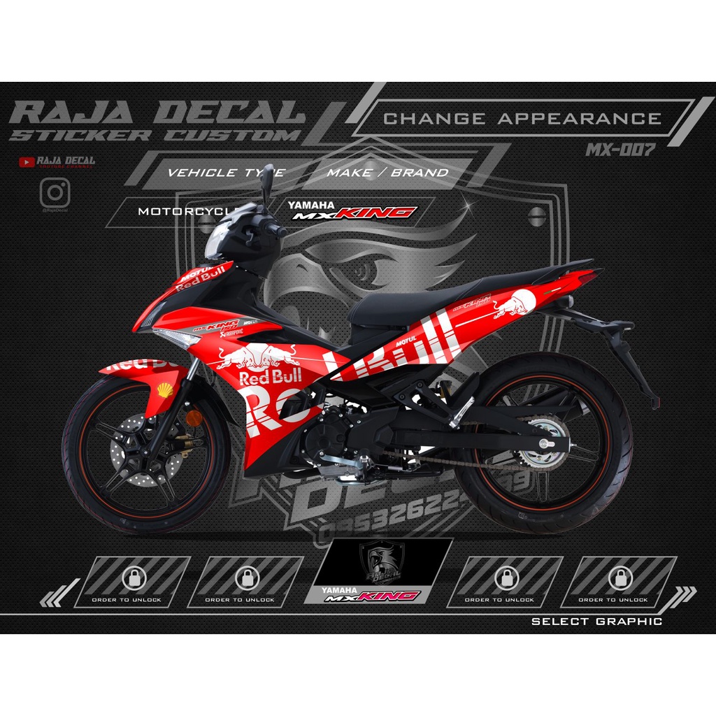 Decal Sticker Stiker MX KING variasi warna Redbull 007