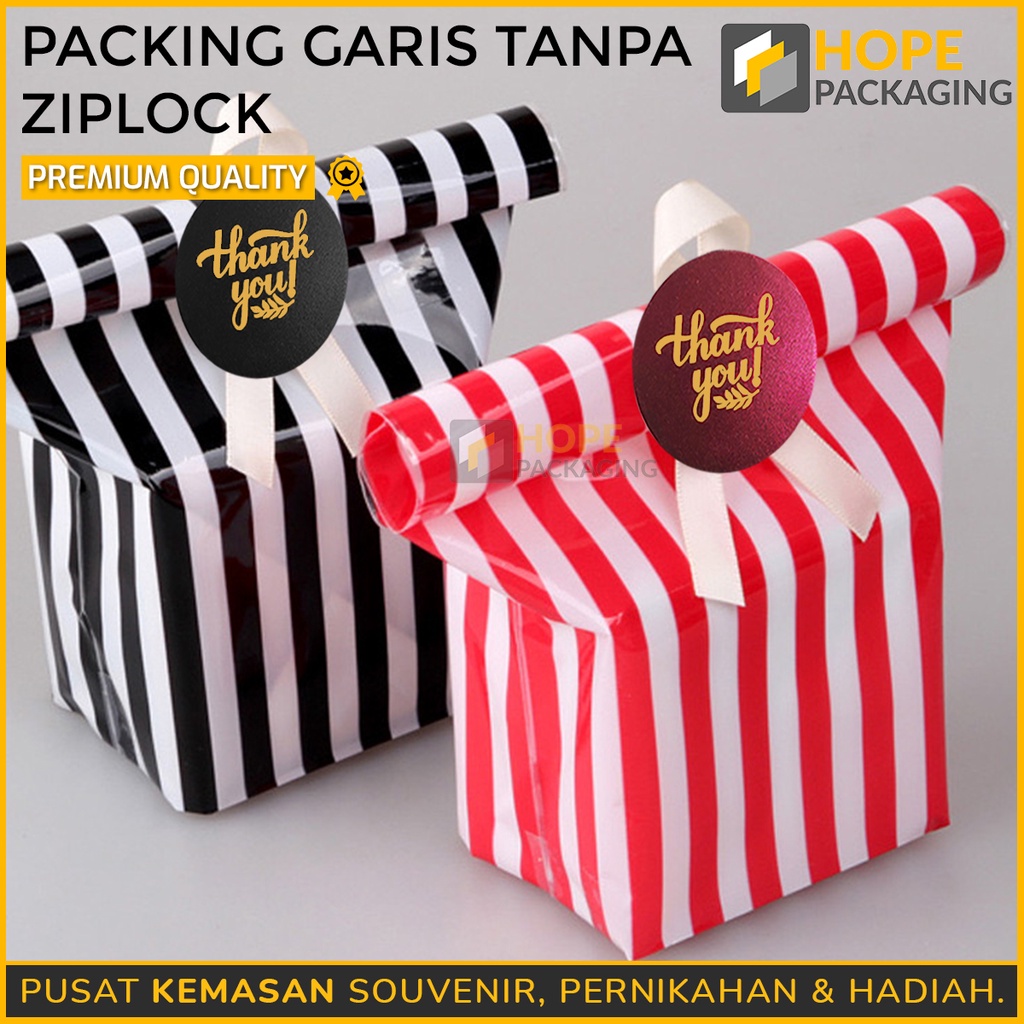 (5 PCS) Kemasan plastik opp motif Snack Line Garis 25 x 15 x 6 cm Plastik Cookies Makanan Lucu