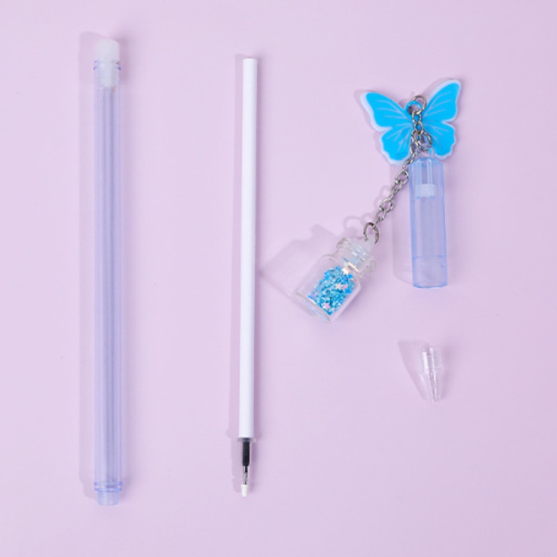 1pc Cute Butterfly Bottle Pendant 0.5mm Black Ink Gel Pen School Office Stationery Supplies