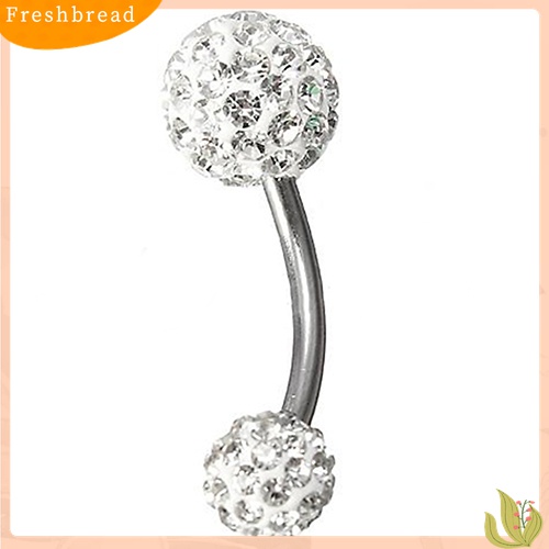 【Fresh】❀14G Surgical Stainless Steel Rhinestone Ball Navel Belly Bar Ring Body Piercing