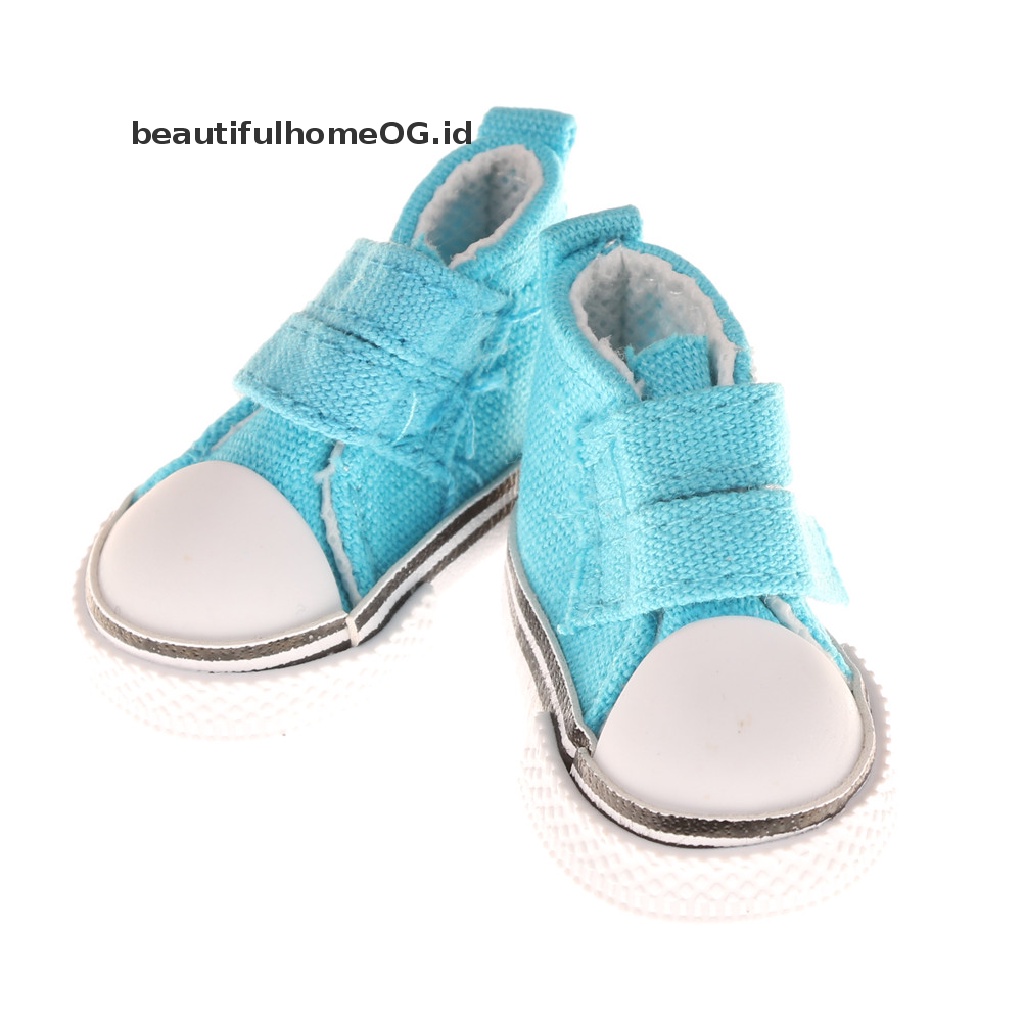 Mainan Sepatu Sneakers Mini Bahan Kanvas Ukuran 5cm Untuk Aksesoris Boneka Bjd 1 / 6