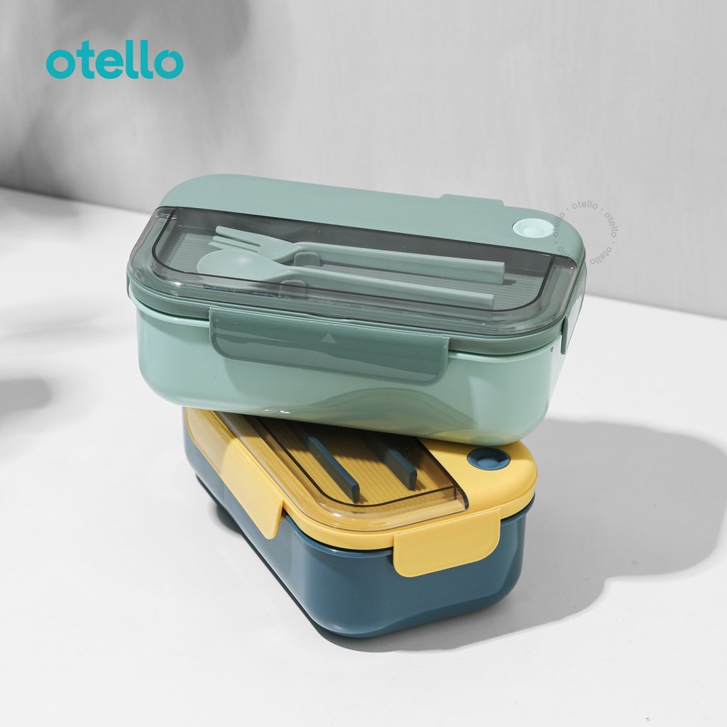 Otello Kotak Makan 1000ml Lunch Box Maru Rectangle Sendok Makan Set BPA Free Anti Tumpah Food Container