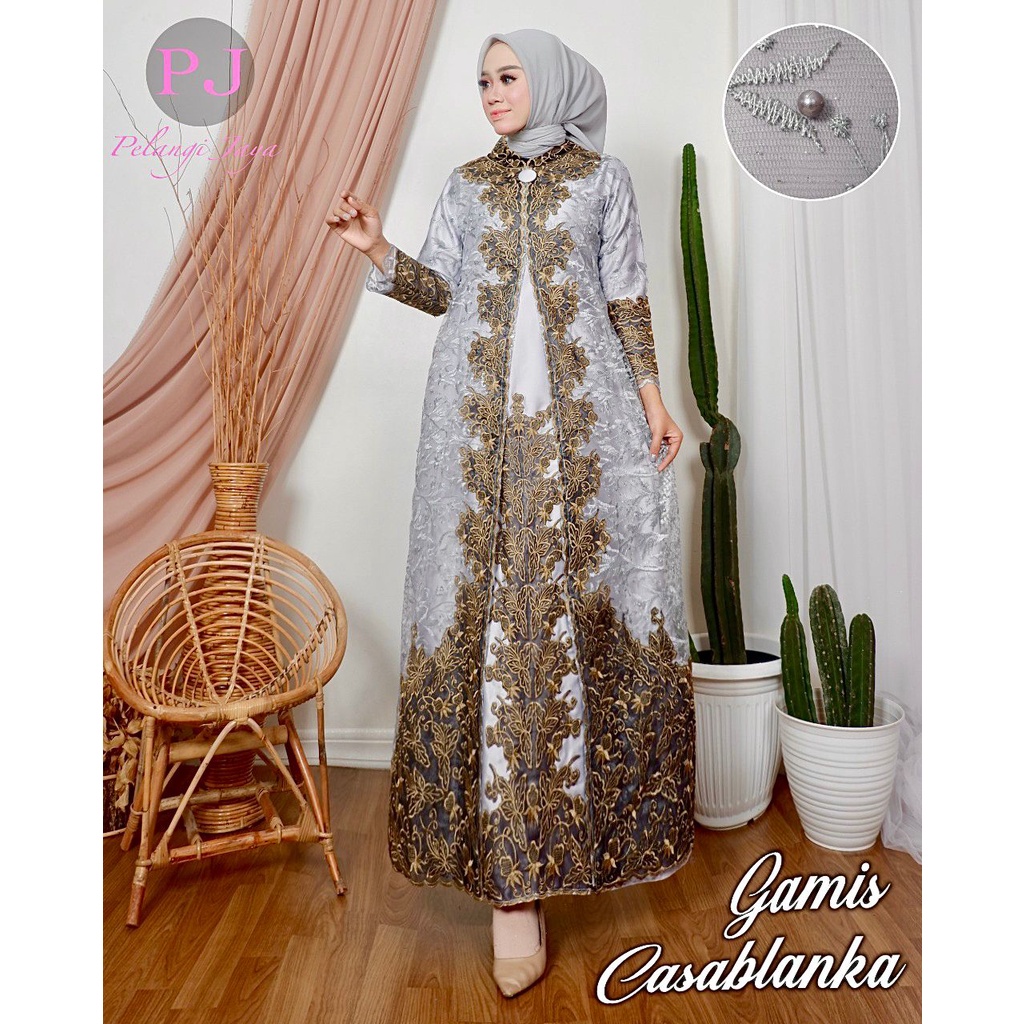 GAMIS PESTA BORDIR BROKAT CASABLANCA/ GAMIS ORIGINAL BRAND/ GAMIS PESTA REAL PIC/ GAMIS KEKINIAN/ GA