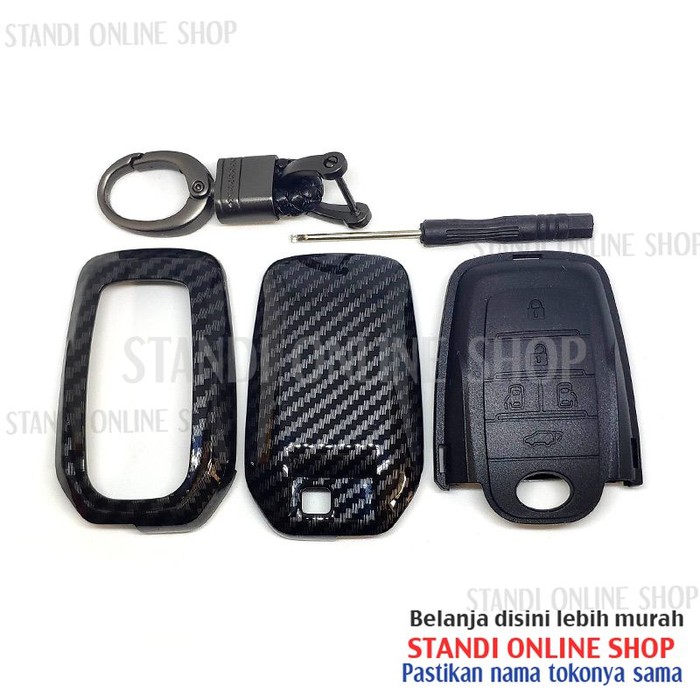 Cover Smartkey Sarung Kunci Toyota All New Vellfire Carbon Hitam