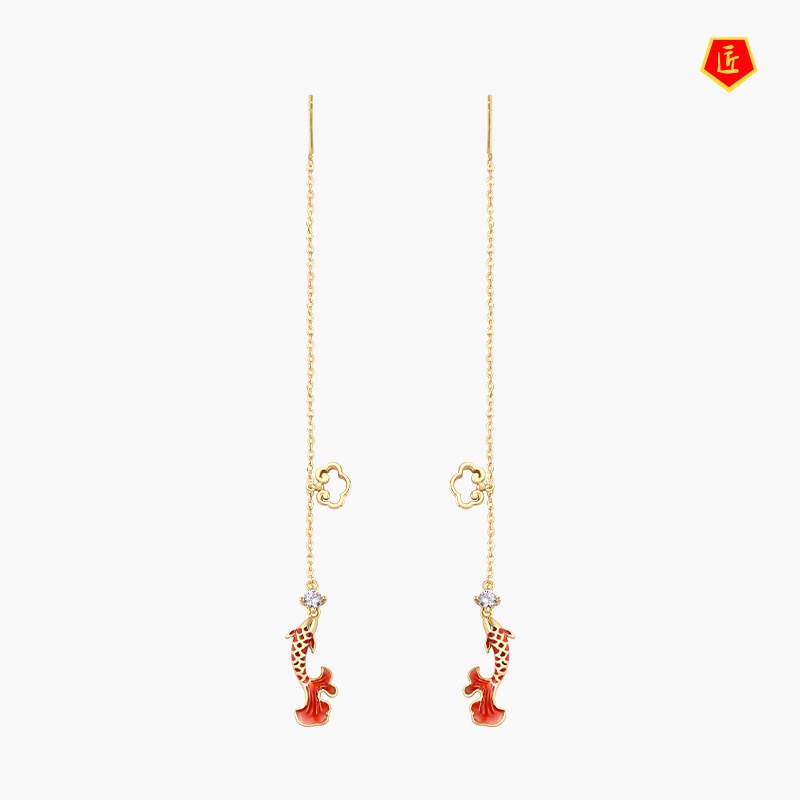 [Ready Stock]Koi Jewelry Set Necklace Earrings Braided Red Rope Bracelet