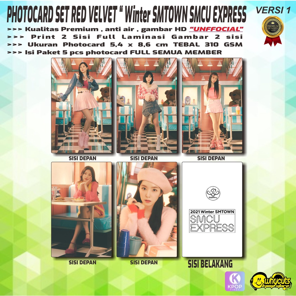 PHOTOCARD FULL SET PREMIUM RED VELVET / SUMMER SMTOWN SMCU EXPRESS / PRINT 2 SISI FULL LAMINASI GLOSSY ISI 5 PCS SEMUA MEMBER