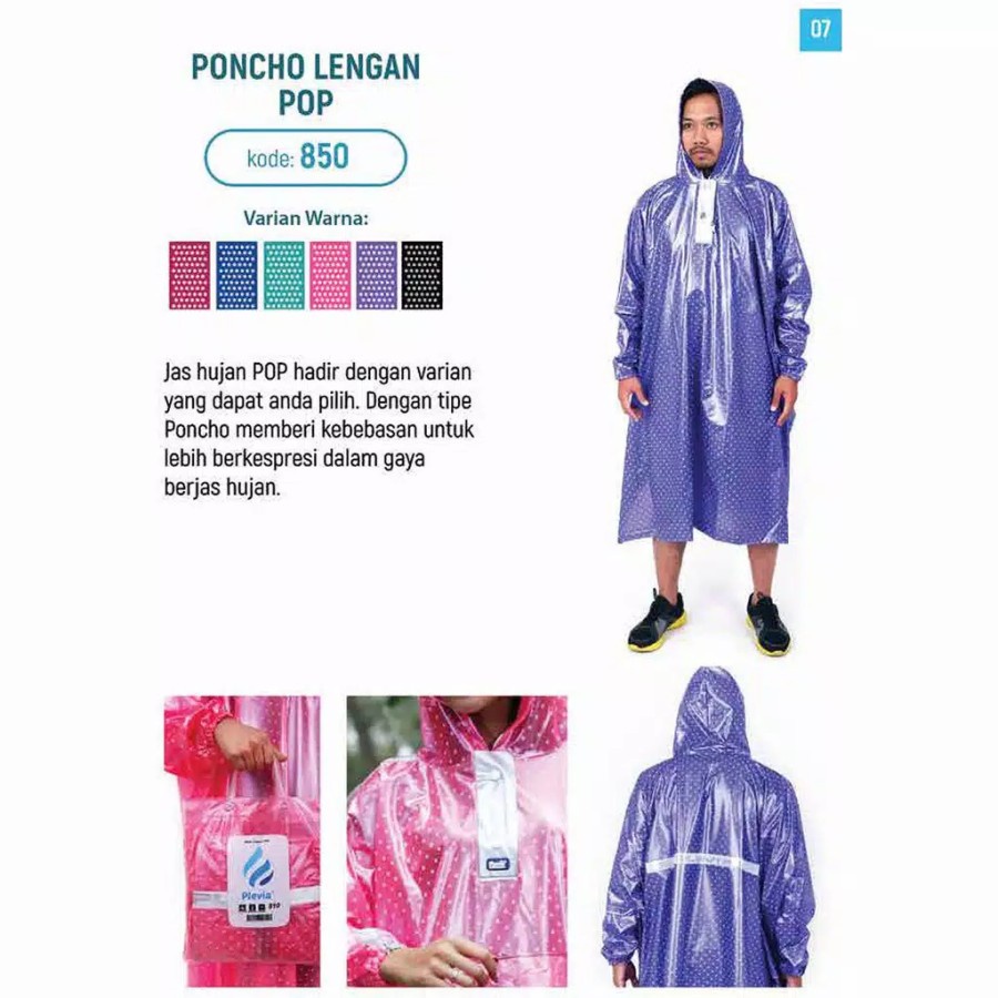 Jas Hujan Poncho Pop  Plevia 850 Poncho Motor Unisex ponco polkadot lengan