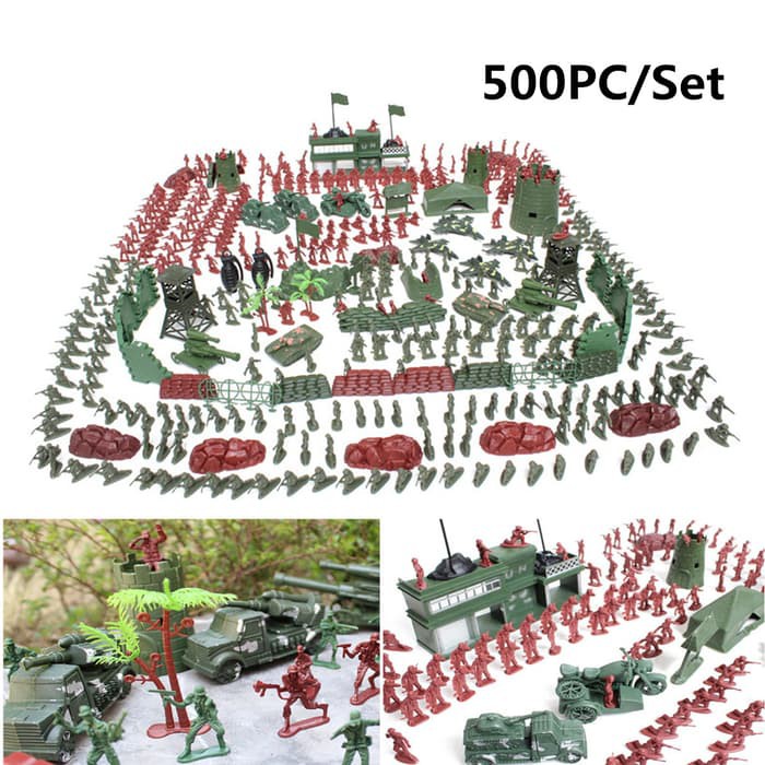 Jual 500Pcs/set Military Plastic Soldier Model Toy Army Men Figures Playset Murah