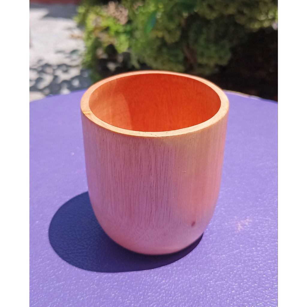 Gelas mug/gelas oval 8cm kayu mahoni