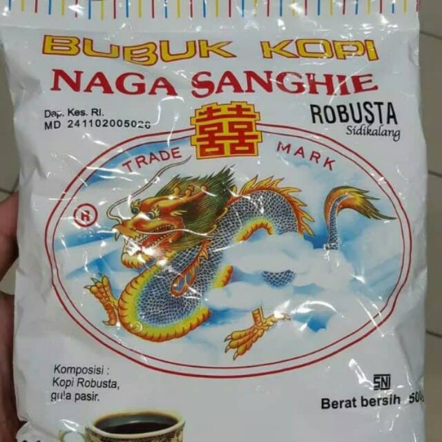 

Kopi bubuk Robusta Naga sanghie asal sidikalang netto 500 gram