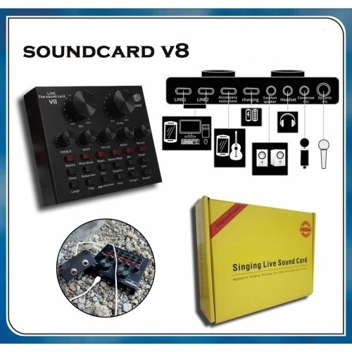 SoundCard V8 Taffware Audio USB EXTERNAL SoundCard Bluetooth Mixer V8 Soundcard Recording