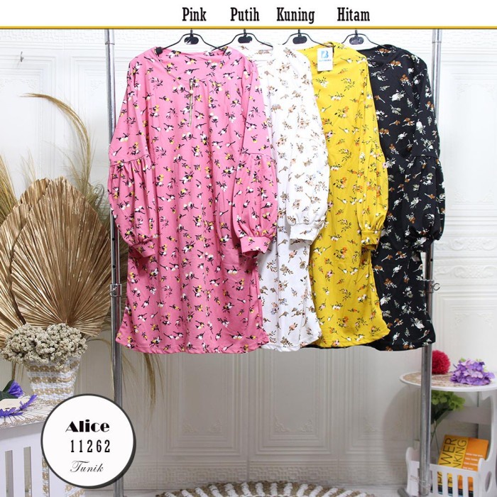 TERBARU  Tunik Balon Jumbo Busui Sleting Motif Bunga Voxy Alice