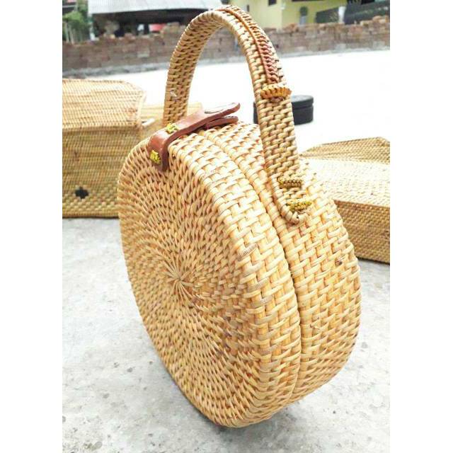Tas Rotan Jinjing Selempang Wanita Kekinian Etnik Bali Lombok Export Quality