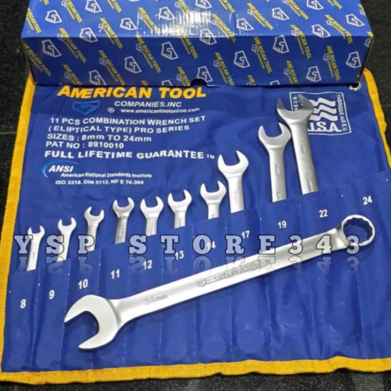kunci kombinasi ring set pas 11 pcs mrk American tools
