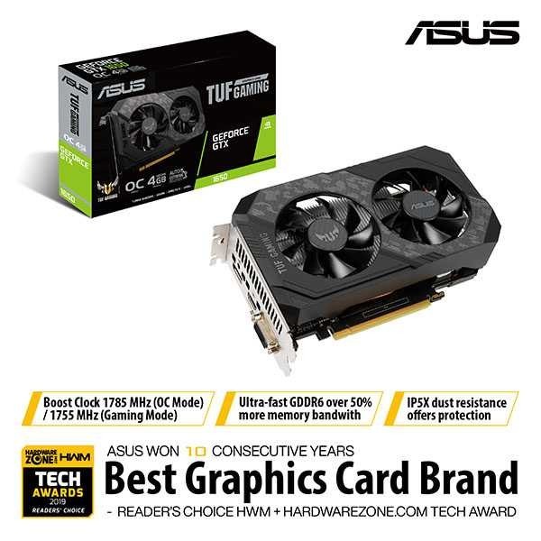 VGA ASUS TUF GAMING GeForce GTX 1650 OC 4GB DDR6