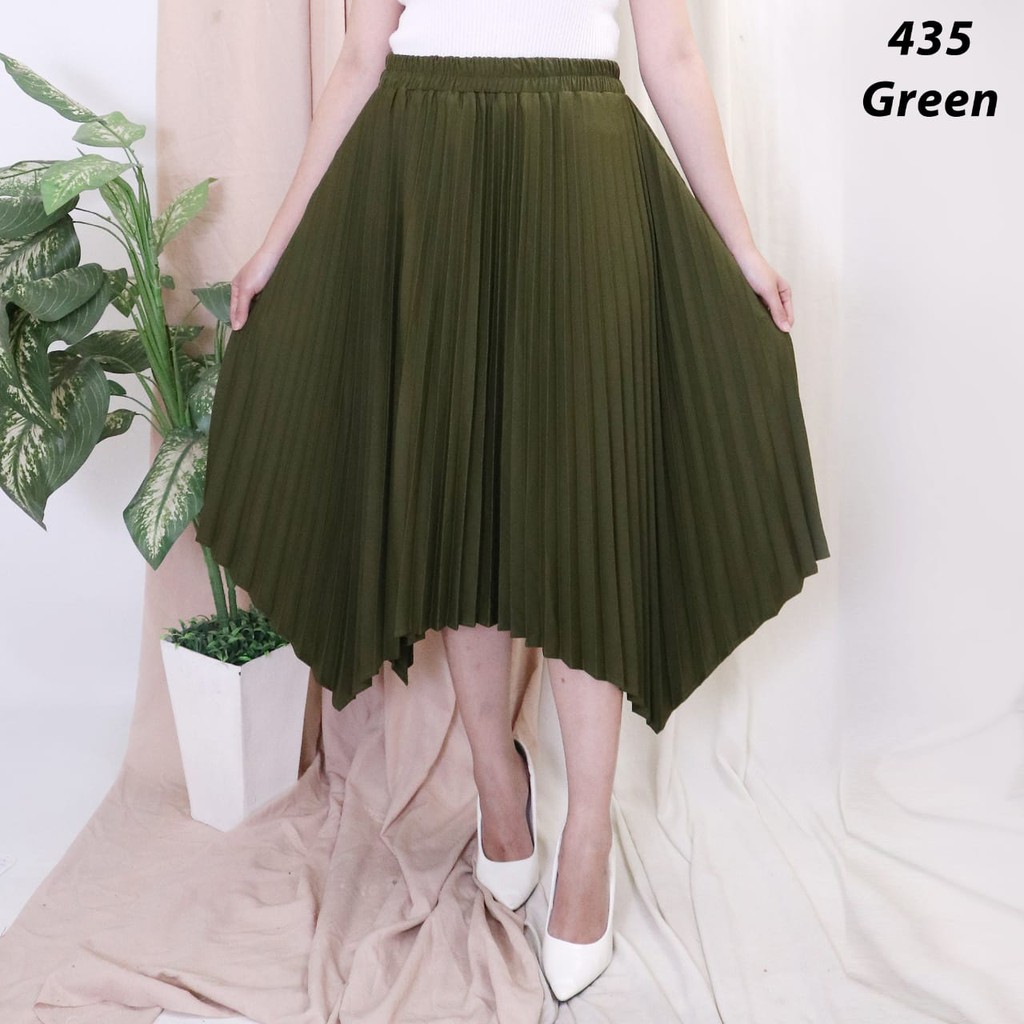 ROK PLISKET MURAH 435 LUVALINE PRISKET PANJANG PLEATED SKIRT FLARE SKIRT MAYUNG FLOWY REMPEL