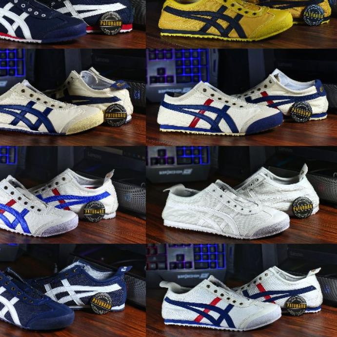 Update Asics onitsuka Tiger Slip On Pria Wanita Cream Navy Merah  Original Vietnam  Quality