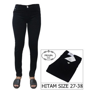  celana  jeans prada  cewek wanita  slimfit skinny hitam biru 